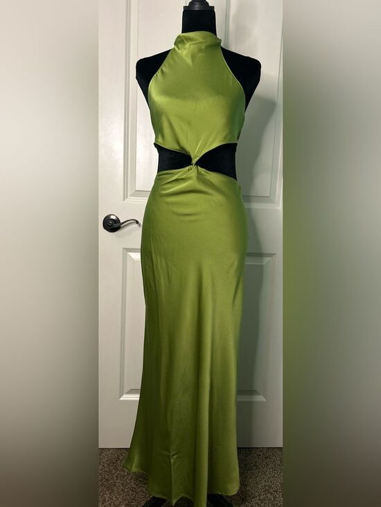Edit By Nine Dresses & Skirts - Edit by Nine Satin Halter Cutout Twist Front Maxi Dress Green